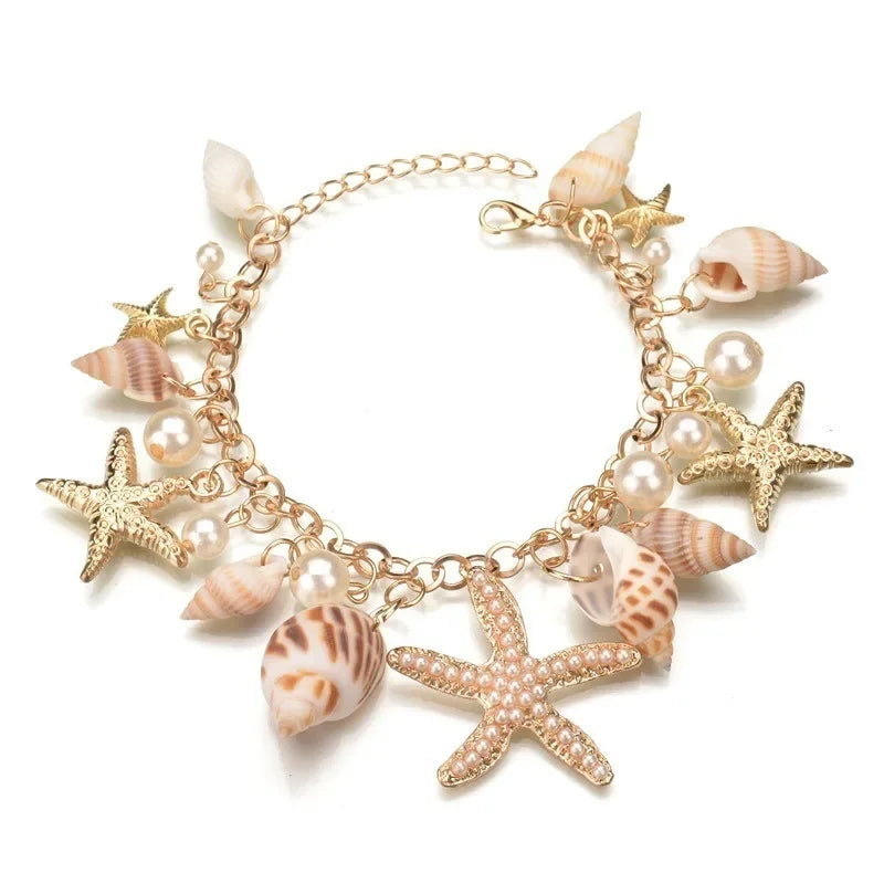 Pulsera Elegante con Conchas dorada