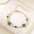 Pulsera Elegante con Flores verde
