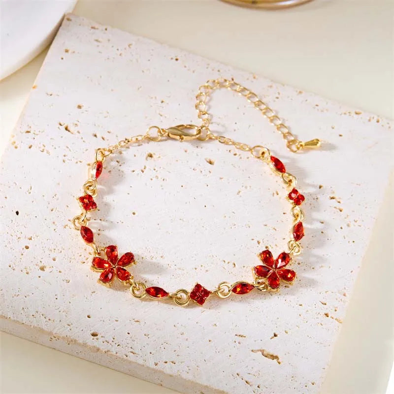 Pulsera Elegante con Flores rojo