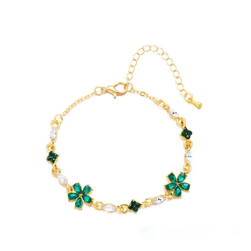 Pulsera Elegante con Flores verde
