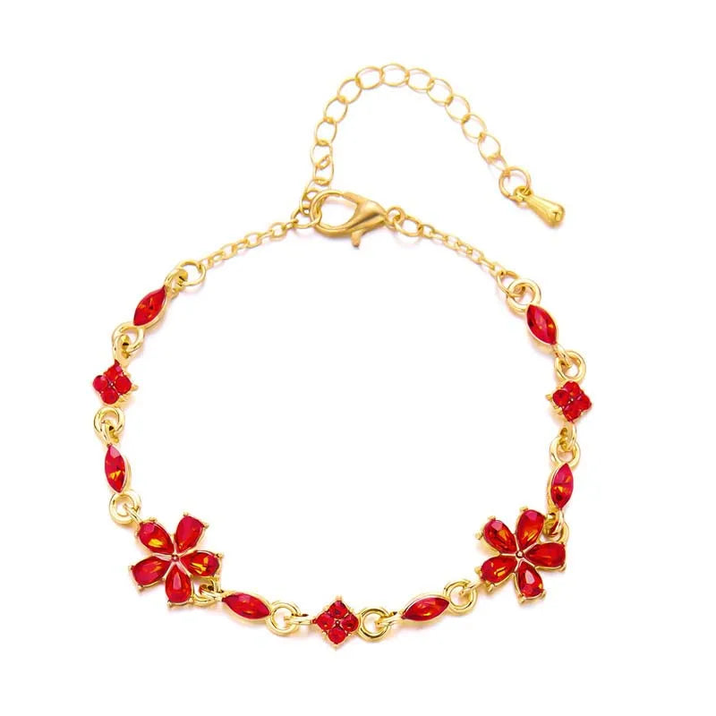 Pulsera Elegante con Flores rojo
