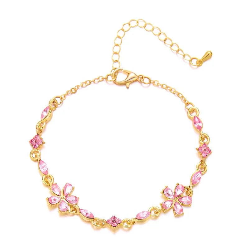 Pulsera Elegante con Flores rosa