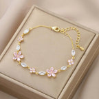 Pulsera Elegante con Flores rosa