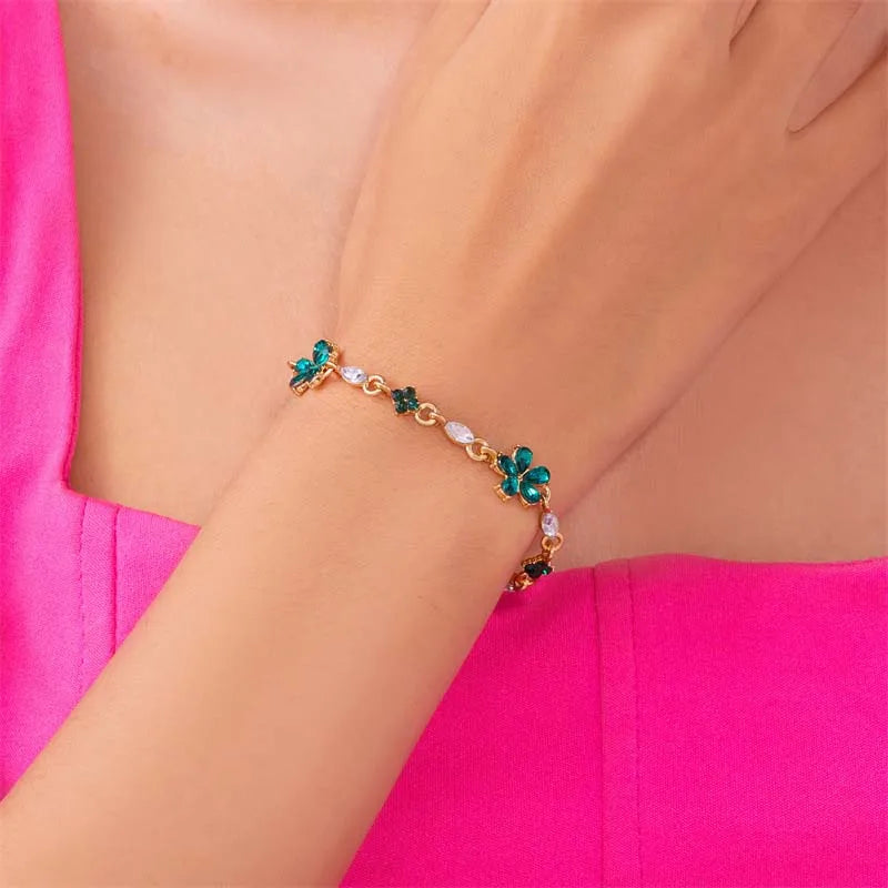 Pulsera Elegante con Flores verde