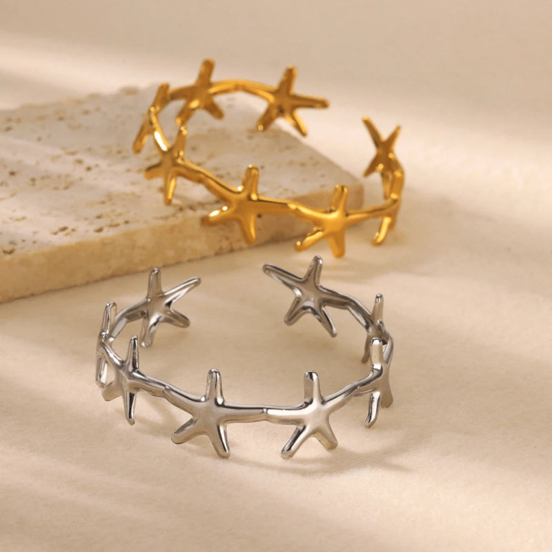 Pulsera Elegante Conchas Estrella de Mar y Vieiras estrella de mar plata
