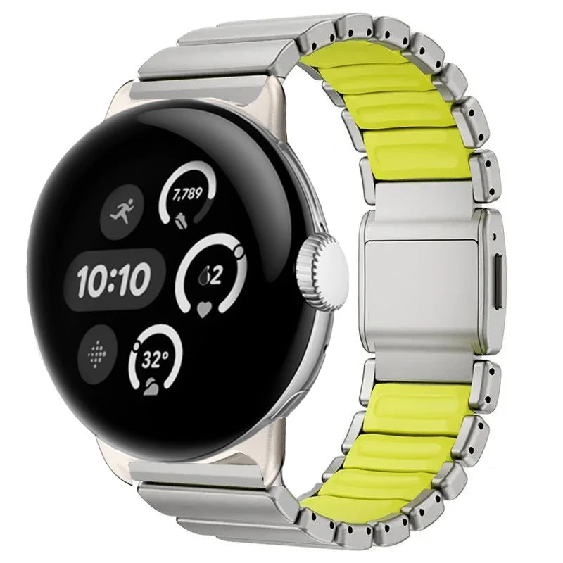 Pulsera de acero inoxidable para Google Pixel Watch 3, 4, 45mm gris y verde manzana