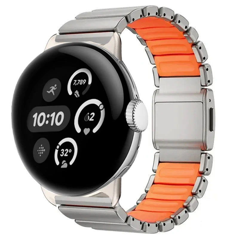 Pulsera de acero inoxidable para Google Pixel Watch 3, 4, 45mm plata y naranja