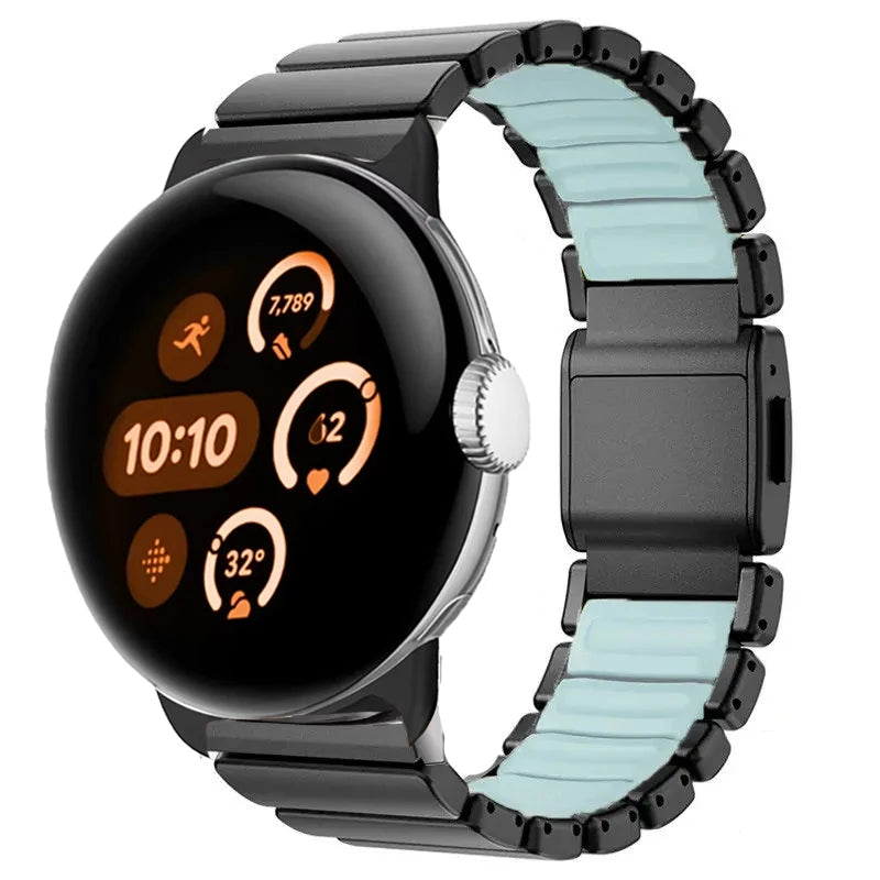 Pulsera de acero inoxidable para Google Pixel Watch 3, 4, 45mm negra y azul