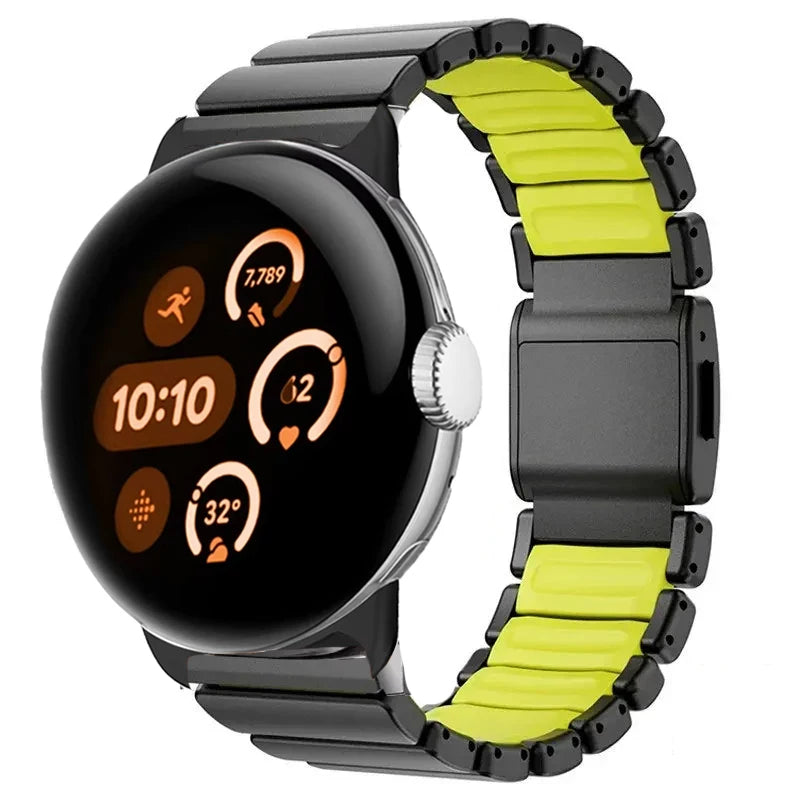 Pulsera de acero inoxidable para Google Pixel Watch 3, 4, 45mm negra y amarilla
