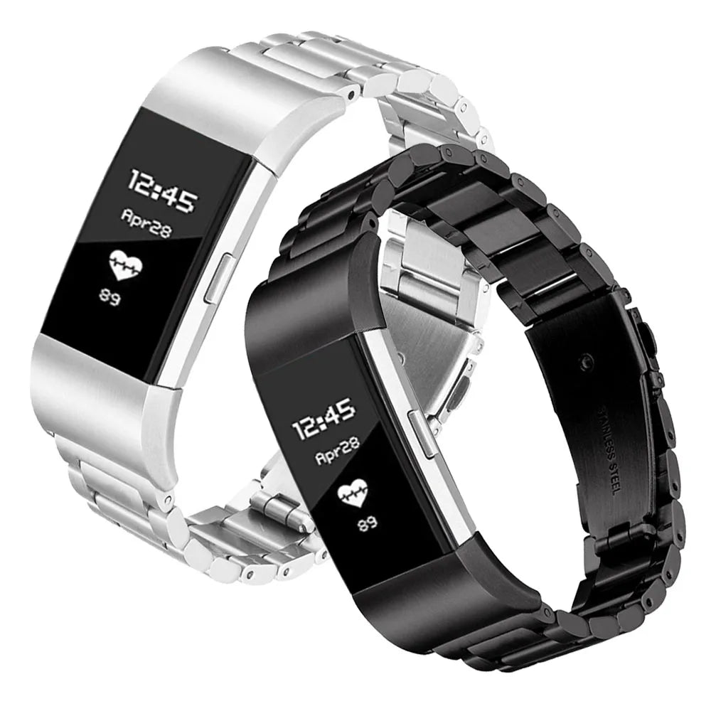 Pulsera de acero para reloj Fitbit Charge 5, Charge 6 plata y negro