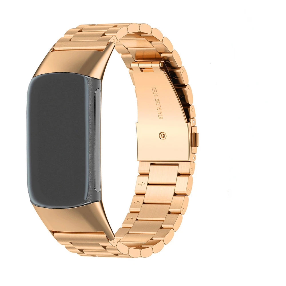 Pulsera de acero para reloj Fitbit Charge 5, Charge 6 oro rosa