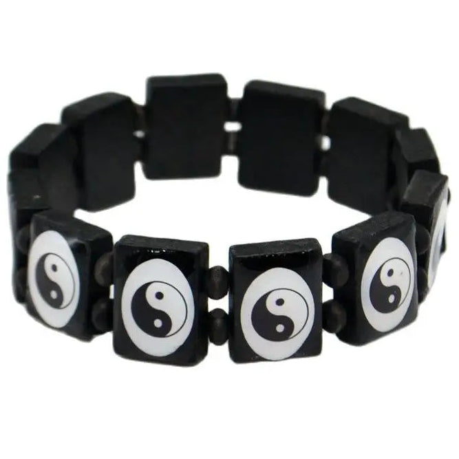 Pulsera de Madera Yin Yang Negro y Blanco