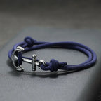 Pulsera de cuerda ancla azul marino