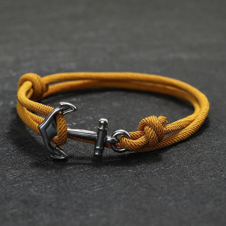 Pulsera de cuerda ancla amarilla