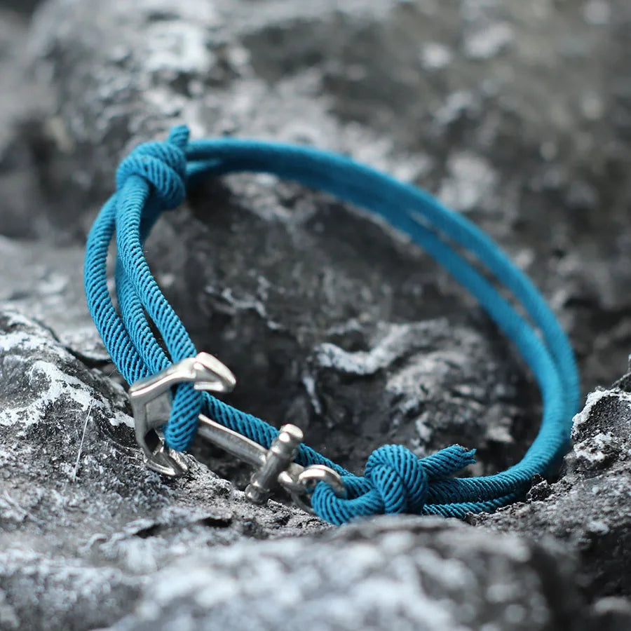 Pulsera de cuerda ancla azul
