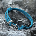 Pulsera de cuerda ancla azul