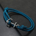 Pulsera de cuerda ancla azul