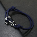 Pulsera de cuerda ancla azul marino