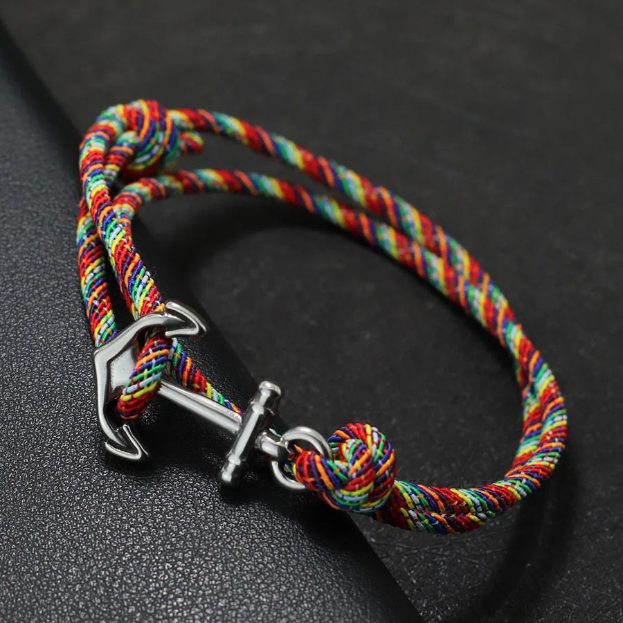 Pulsera de cuerda ancla multicolor