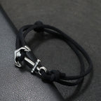 Pulsera de cuerda ancla negra
