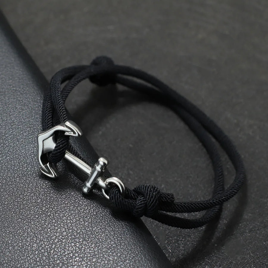 Pulsera de cuerda ancla negra