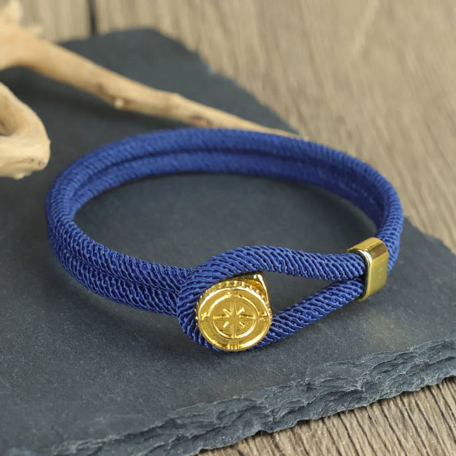 Pulsera de Cuerda con Brújula Náutica Rosa de los Vientos azul marino