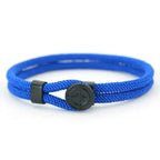 Pulsera de cuerda con brújula negra rosa de los vientos azul rey