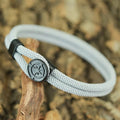 Pulsera de cuerda con brújula negra rosa de los vientos gris