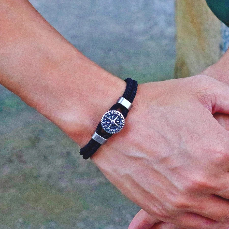 Pulsera de Cuerda con Brújula Rosa de los Vientos 