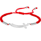 Pulsera de cuerda con espada Ali Zulfiqar árabe rojo plata