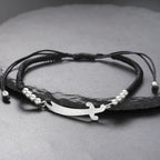 Pulsera de cuerda con espada Ali Zulfiqar árabe negro plata