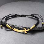 Pulsera de cuerda con espada Ali Zulfiqar árabe negro oro
