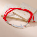 Pulsera de cuerda con espada Ali Zulfiqar árabe rojo plata