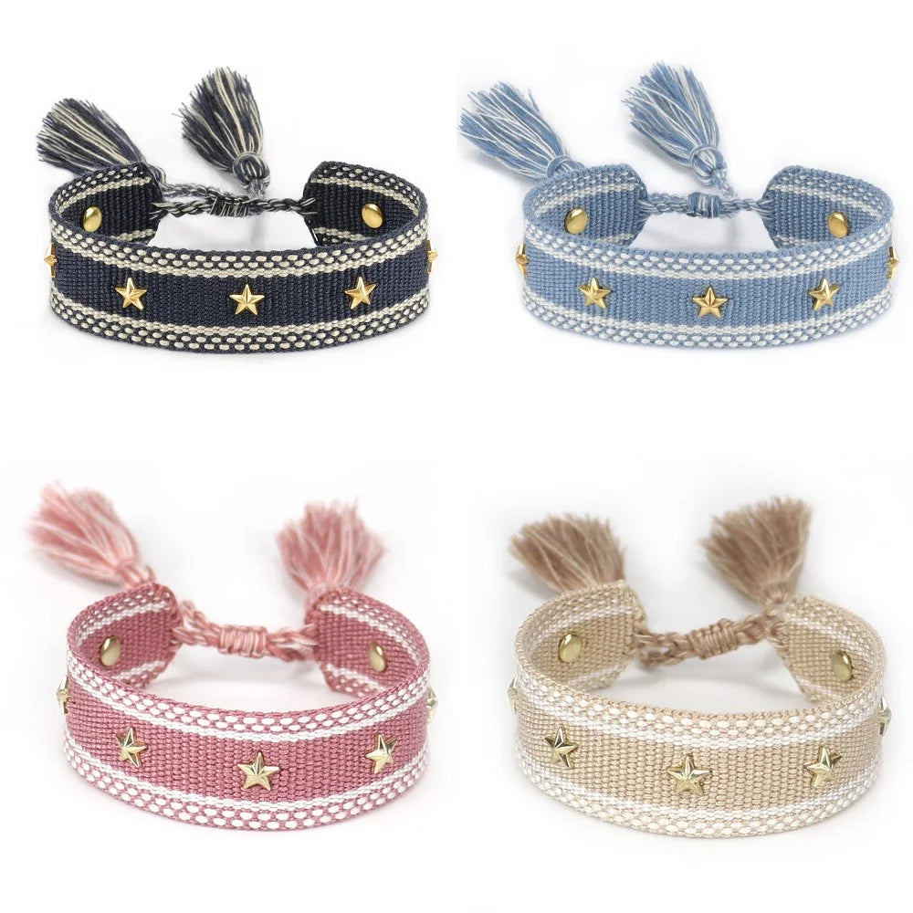 Pulsera de cuerda con estrellas para hombre o mujer