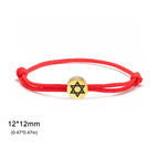 Pulsera de cuerda con el símbolo judío <span data-glossary-id="etoile-de-david">estrella de David</span> rojo y oro