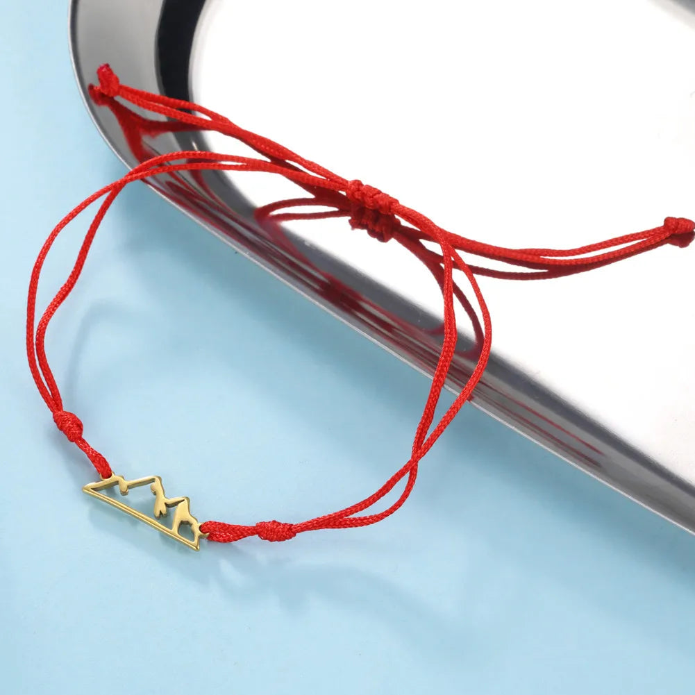 Pulsera de Cuerda con Colgante de Montaña para Mujer o Hombre rojo