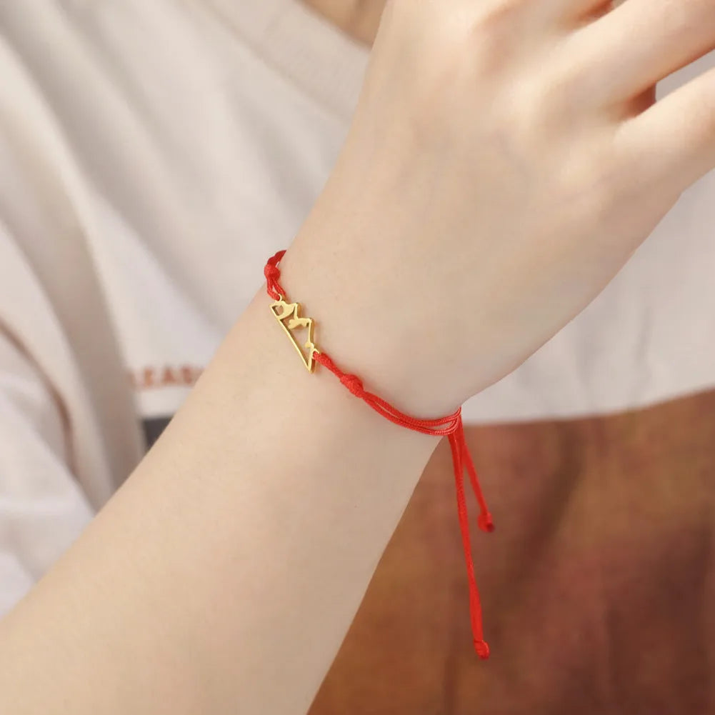Pulsera de Cuerda con Colgante de Montaña para Mujer o Hombre rojo