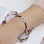 Pulsera de cuerda con mano de Fátima árabe plata