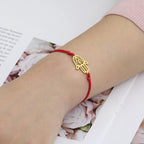 Pulsera de cuerda con mano de Fátima árabe oro