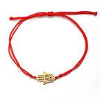 Pulsera de cuerda con mano de Fátima árabe oro