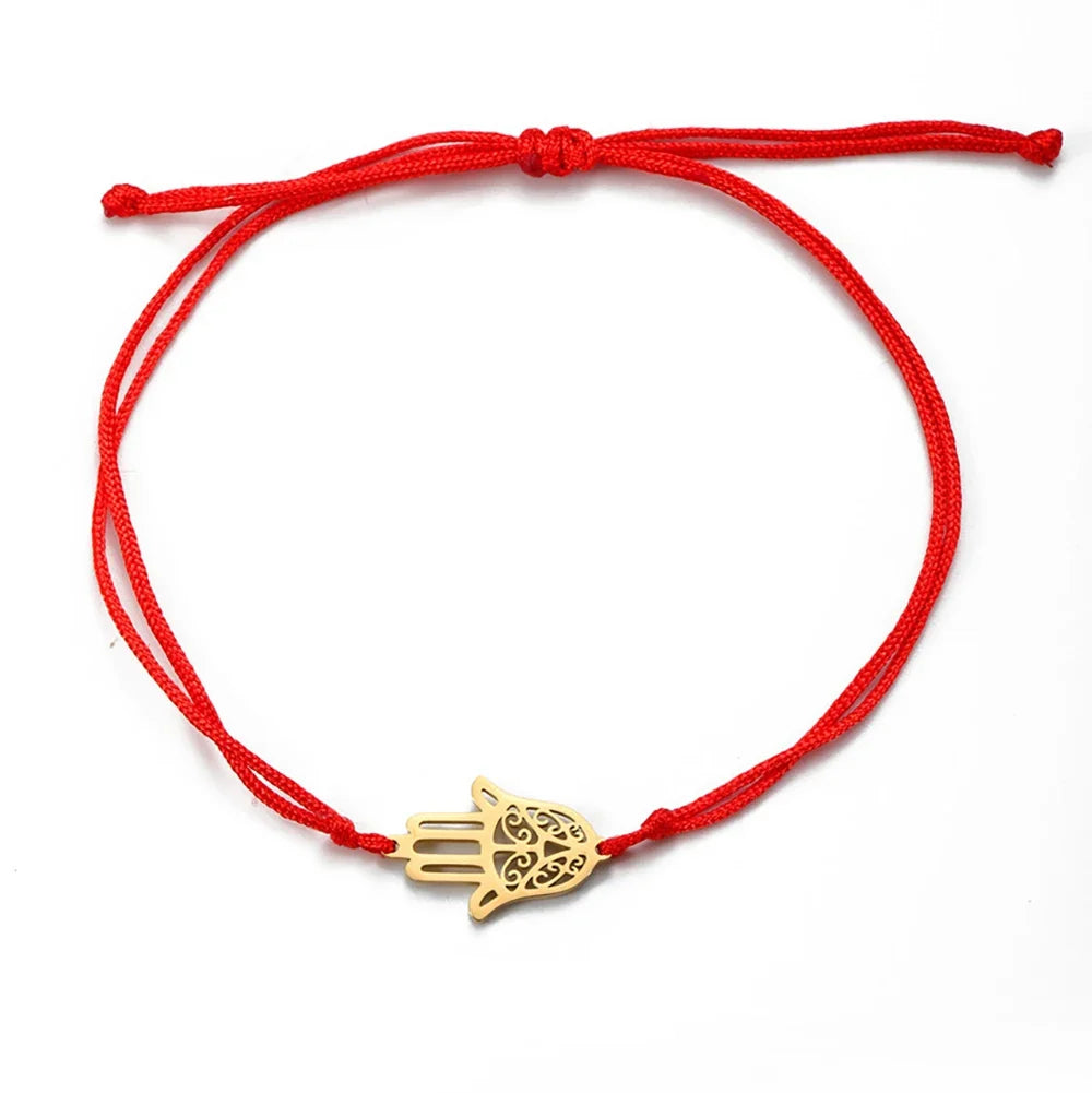 Pulsera de cuerda con mano de Fátima árabe oro