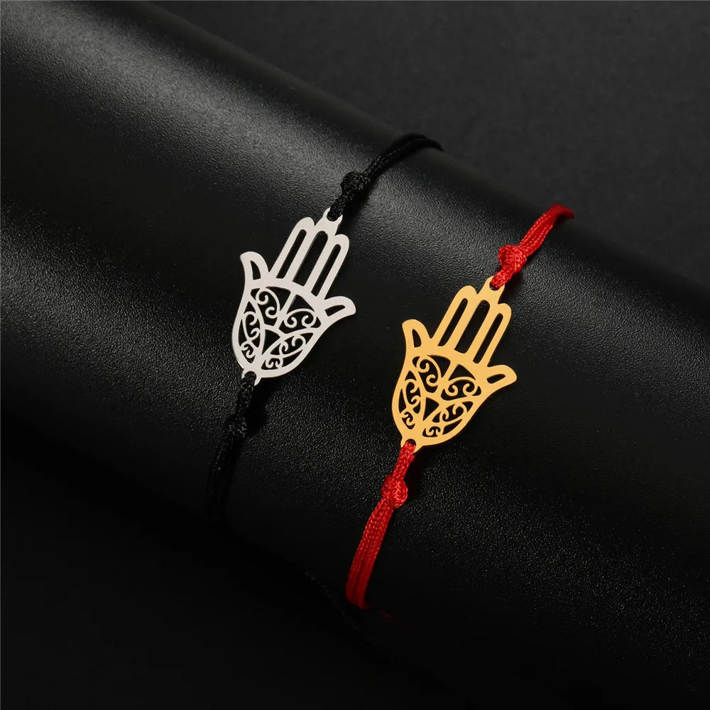 Pulsera de cuerda con mano de Fátima árabe oro