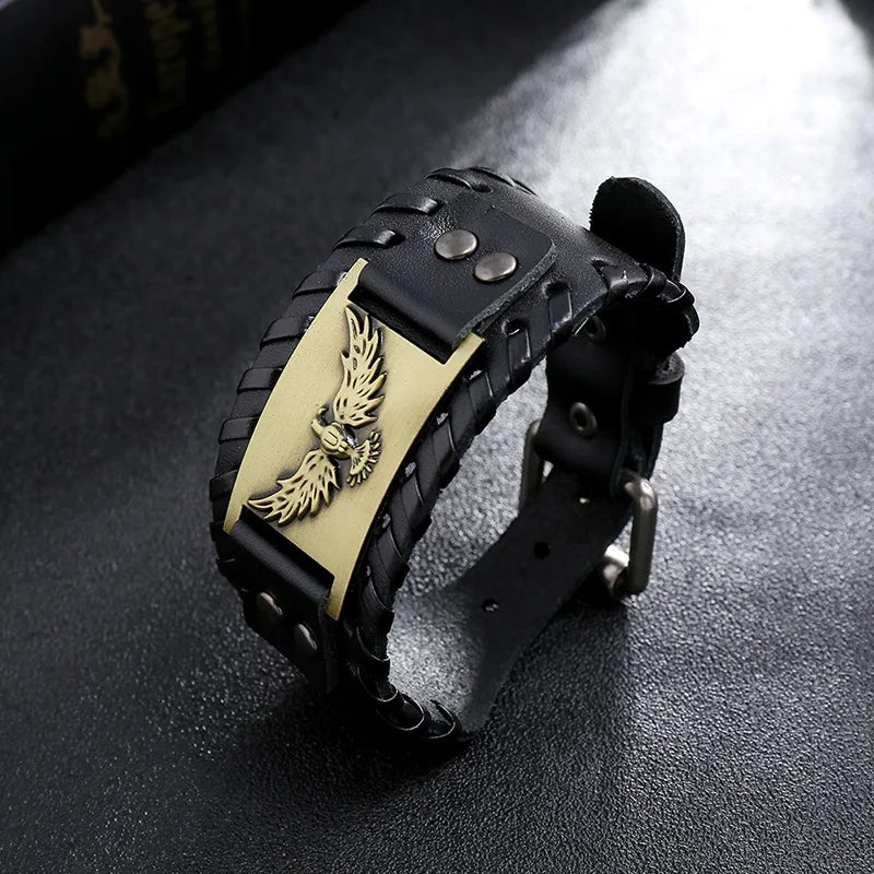 Pulsera de Cuero Águila Negra