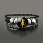 Pulsera de cuero Allah árabe musulmán oro