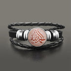 Pulsera de cuero Allah árabe musulmán rosa