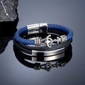 Pulsera triple ancla azul