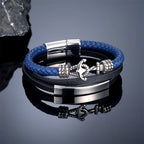 Pulsera triple ancla azul
