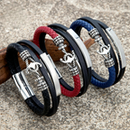 Pulsera triple ancla roja