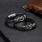 Pulsera de cuero con nudo para hombre negra