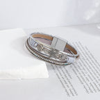 Pulsera de cuero con concha y estrella de mar plata